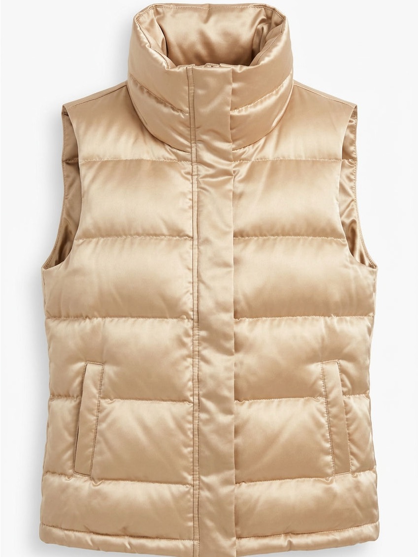 Talbots Satin Puffer Vest In Champagne